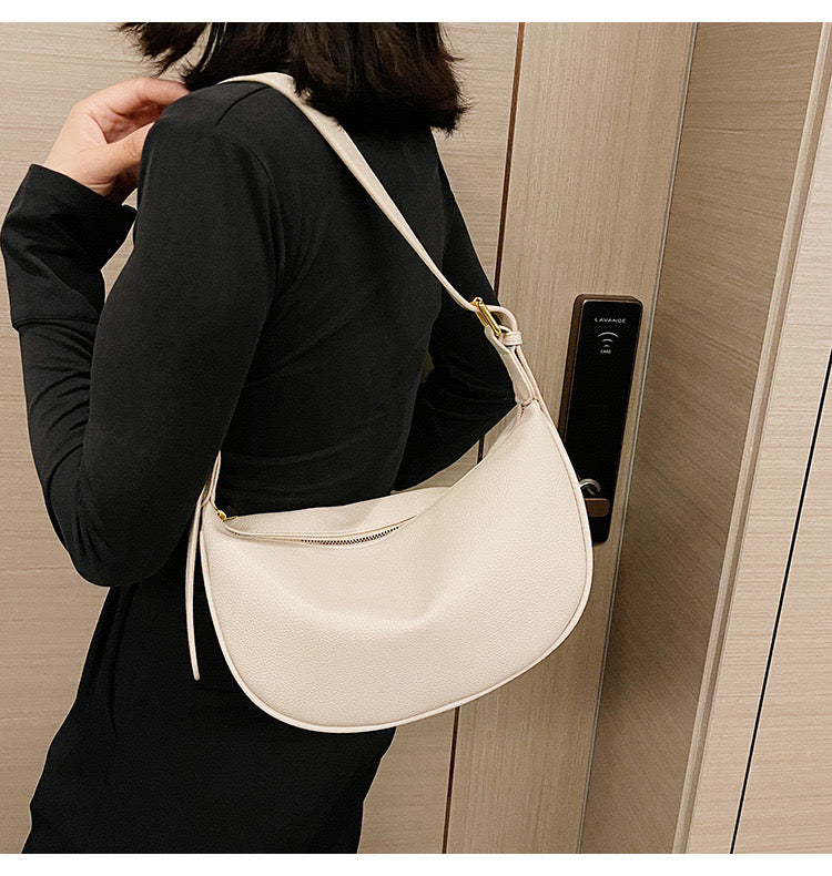 Dual Belt Dumpling Crossbody Moon Shaped Bag