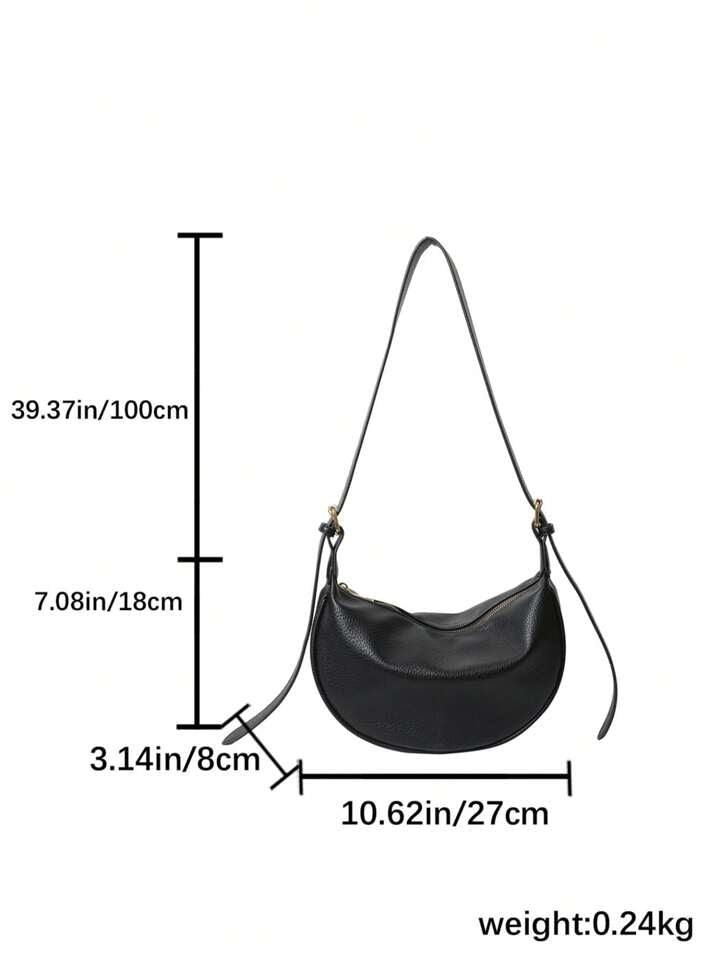 Dual Belt Dumpling Crossbody Moon Shaped Bag