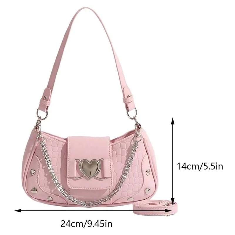 Y2K Star Decor Pink Shoulder Sling Bag With Two Belts