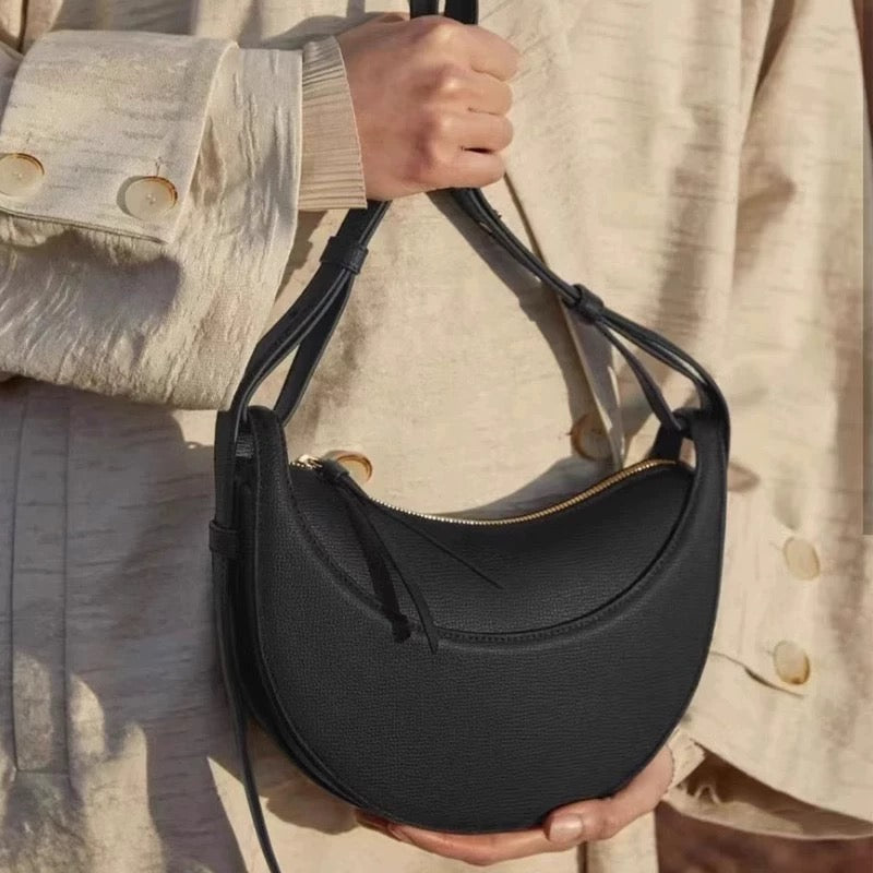 Canvas Half Moon Shaped Crossbody Shoulder Bag