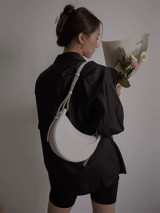 Canvas Half Moon Shaped Crossbody Shoulder Bag