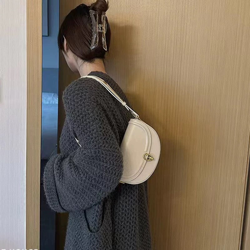 Twist Lock Broad Strap Crossbody Bag