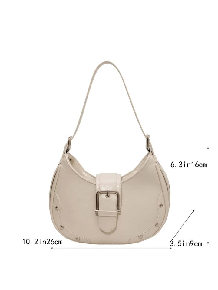 Studded Decor Dumpling Crossbody Bag