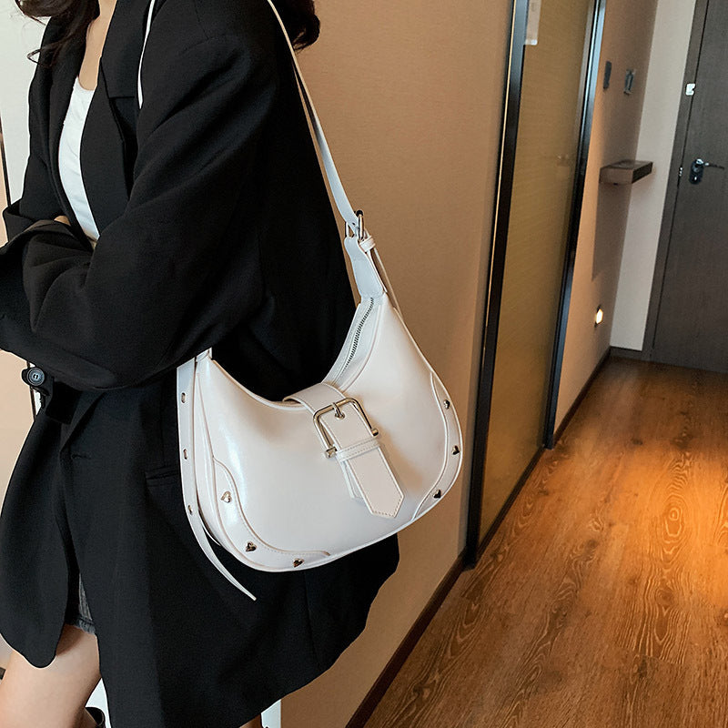 Studded Decor Dumpling Crossbody Bag