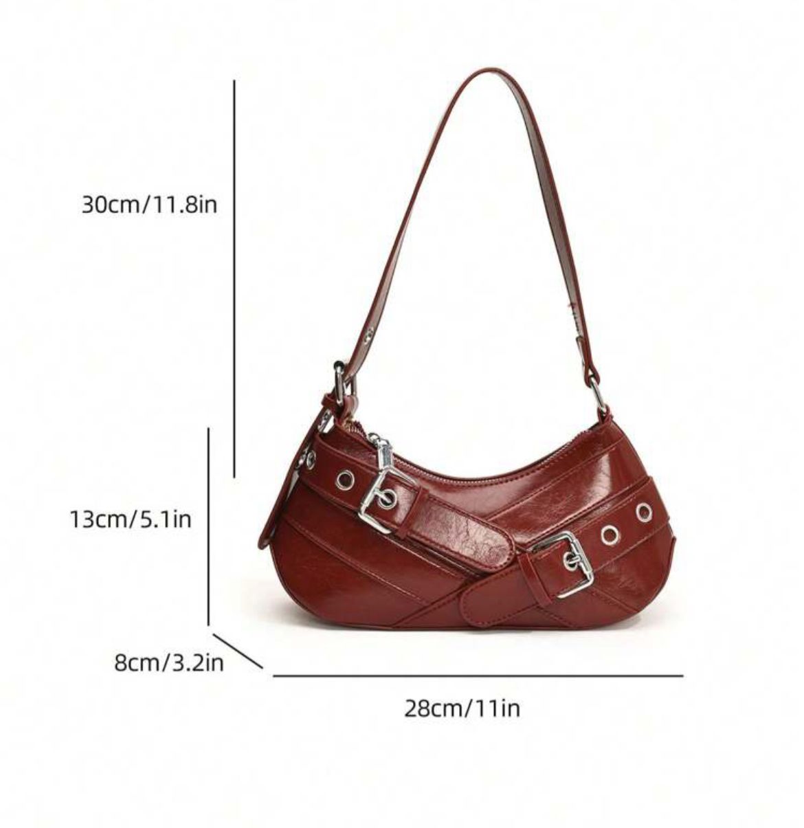Y2K Gothic Style Metal Decor Shoulder Or Handbag For Women