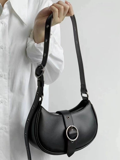 » Casual Half Moon Shaped Silver Lock Decor Hobo Crossbody Bag (100% off)