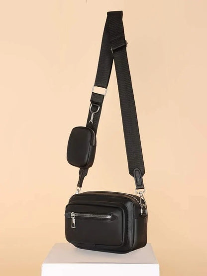 » Front Zip Square Crossbody Bag With Coin Pouch (100% off)