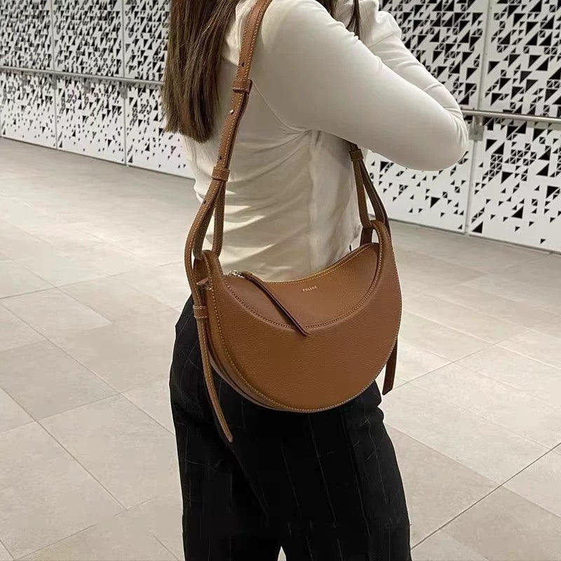 Canvas Half Moon Shaped Crossbody Shoulder Bag