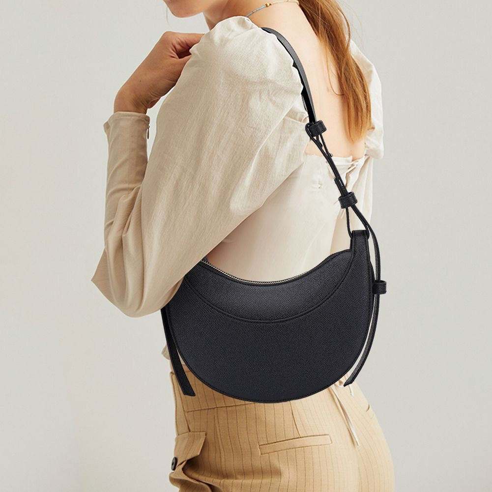 Canvas Half Moon Shaped Crossbody Shoulder Bag