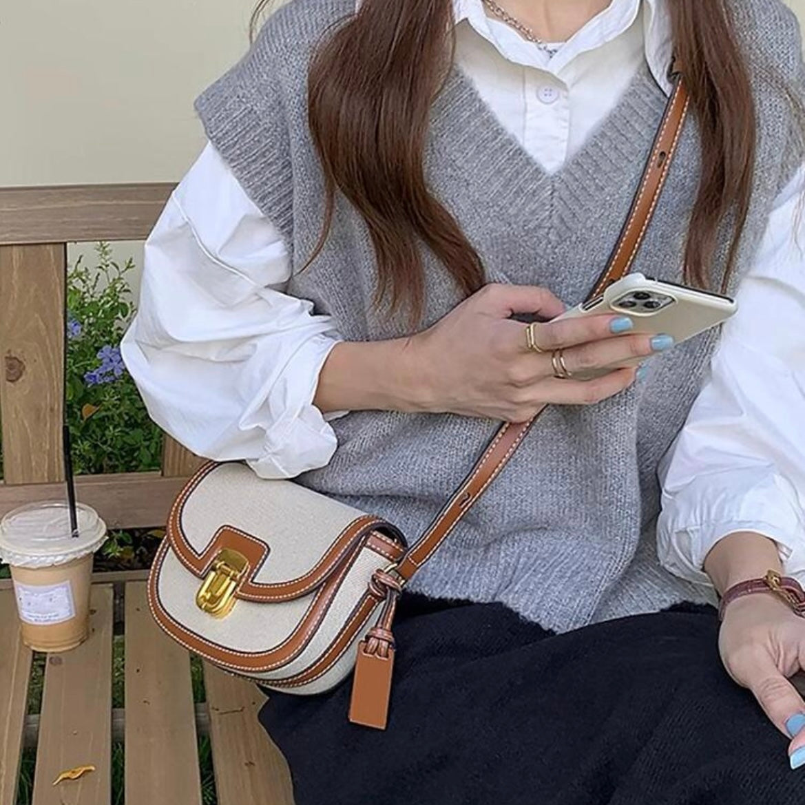 Flap Buckle Closure Canvas Sling/Crossbody/Shoulder Bag