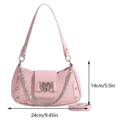 Y2K Star Decor Pink Shoulder Sling Bag With Two Belts