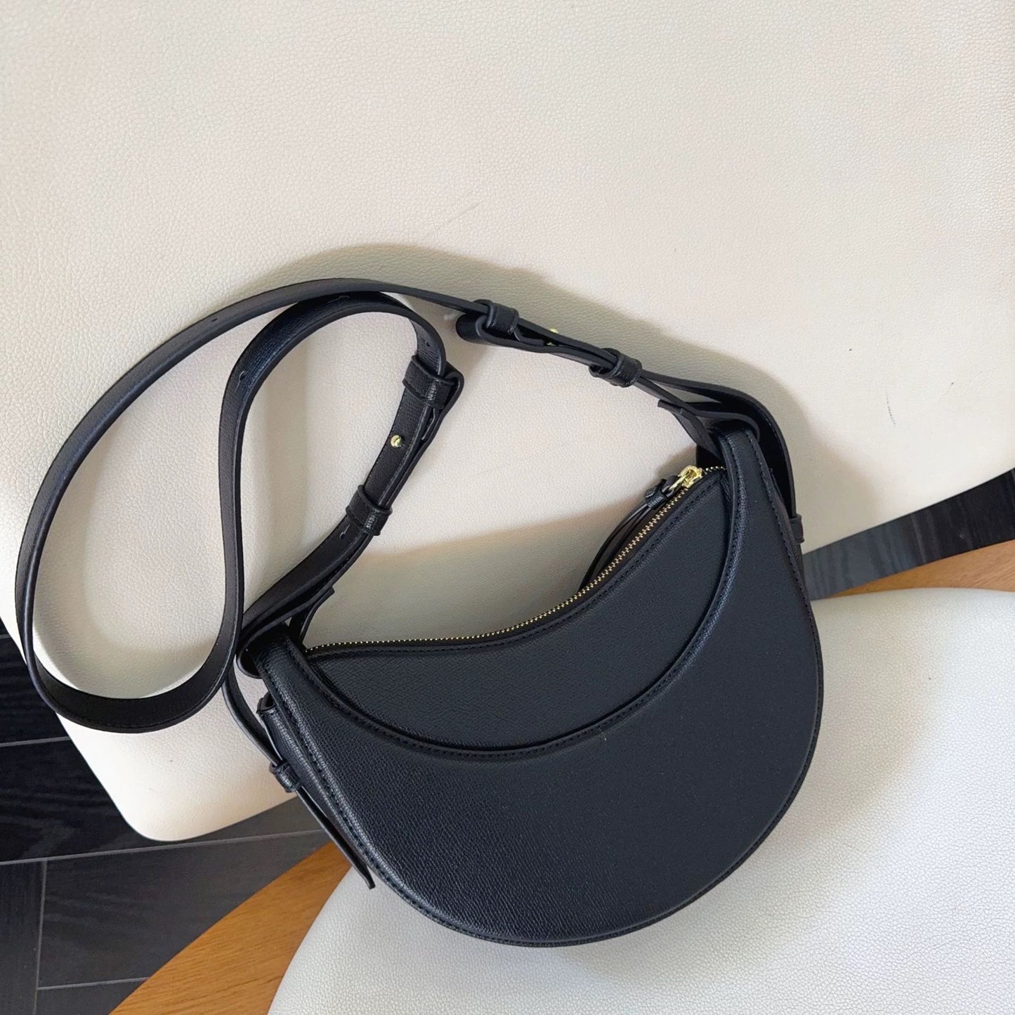 Canvas Half Moon Shaped Crossbody Shoulder Bag