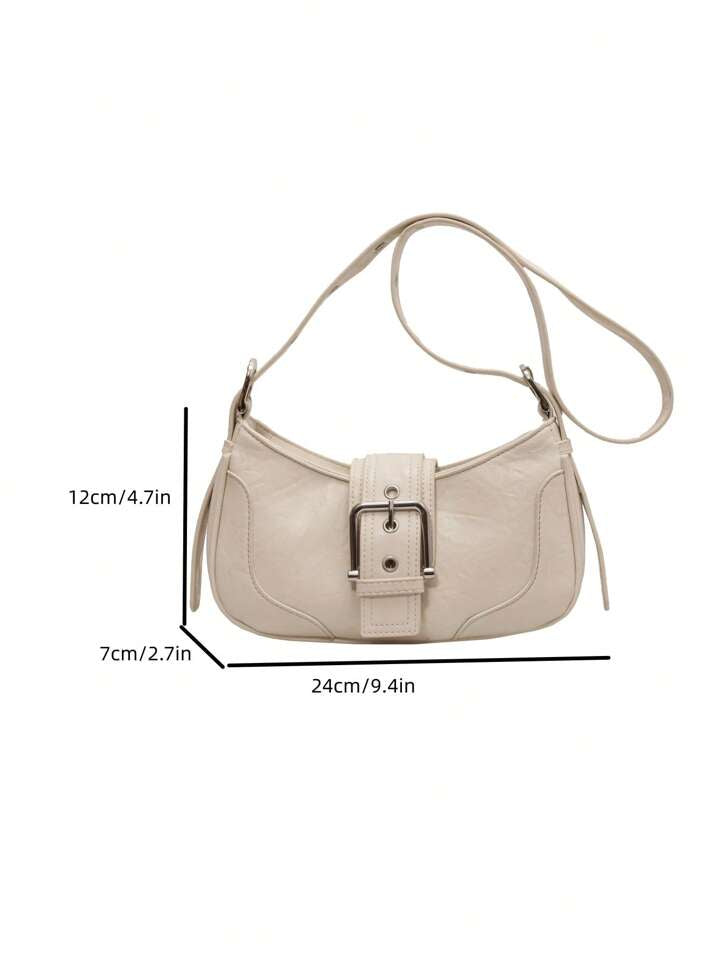 Croc Pattern Buckle Decor Hobo Bag