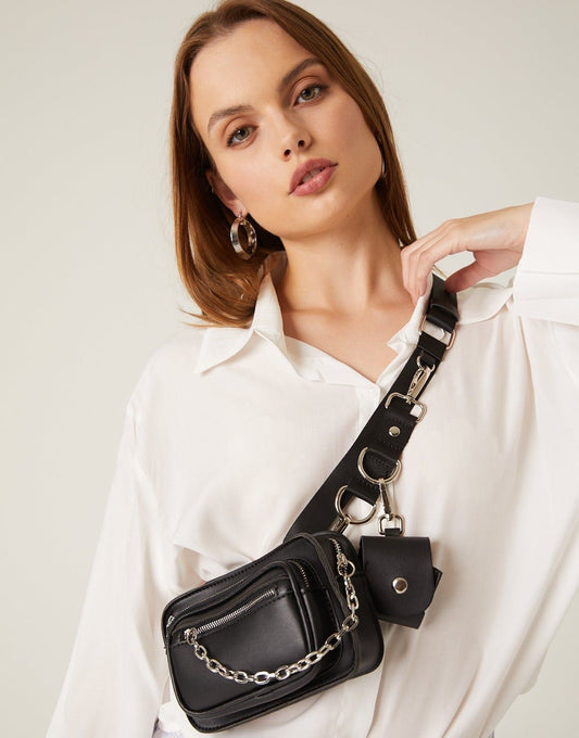 » Unisex Small Zipper Square Crossbody Pouchette Bag (100% off)