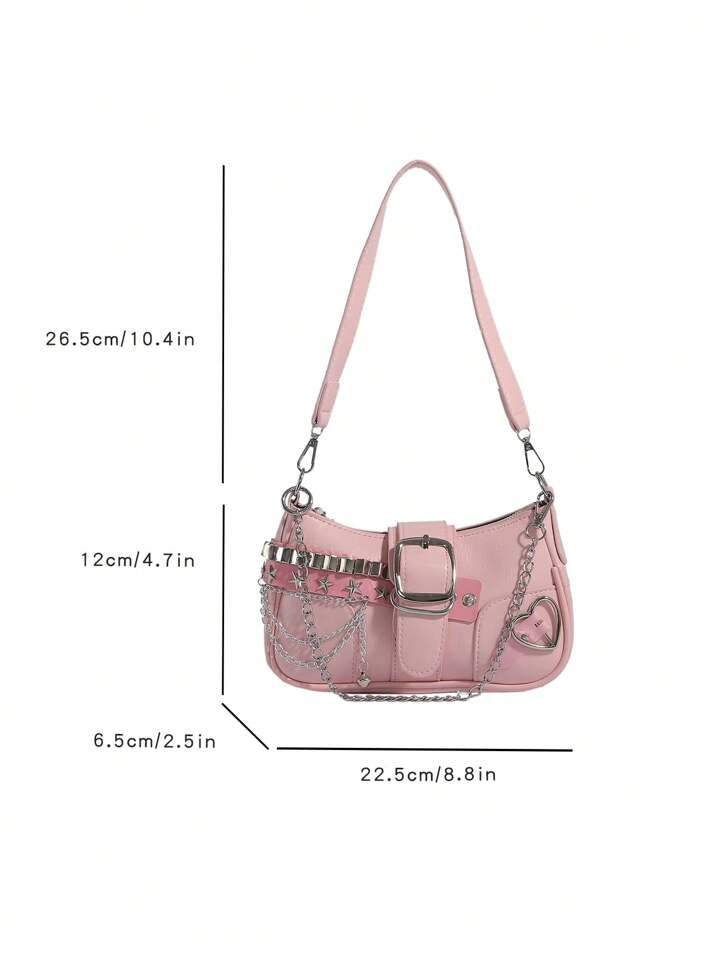 Pink Y2K Star Decor Shoulder Bag