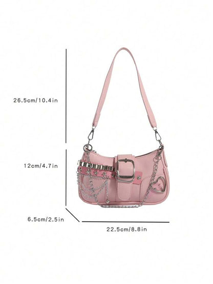 Pink Y2K Star Decor Shoulder Bag