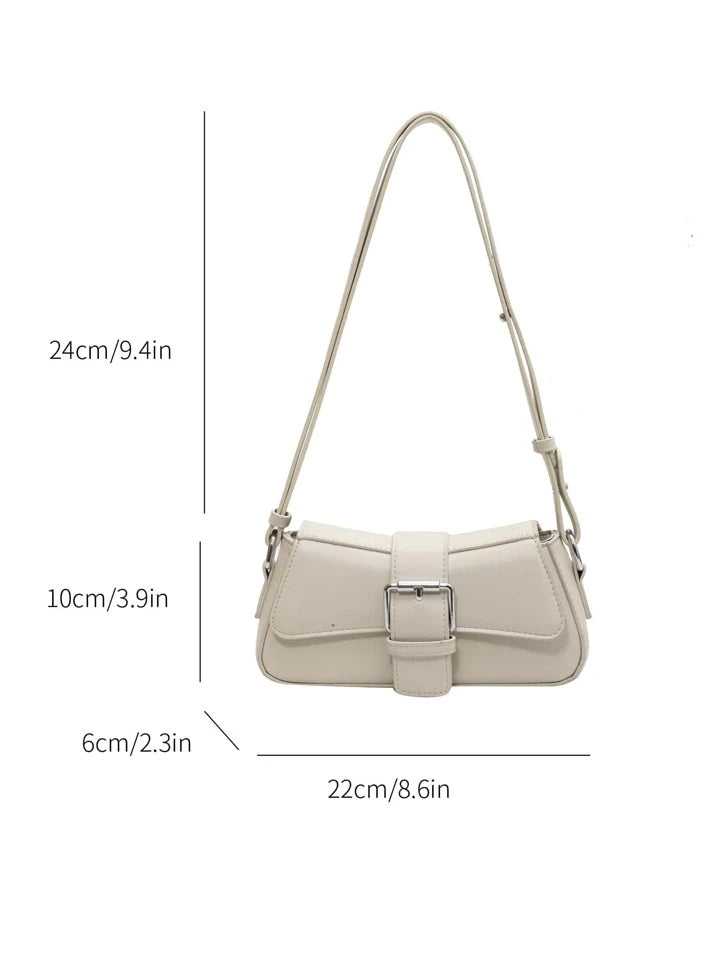 Silver Lock Flap Buckle Decor Crossbody Bag