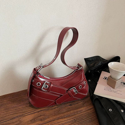 Y2K Gothic Style Metal Decor Shoulder Or Handbag For Women