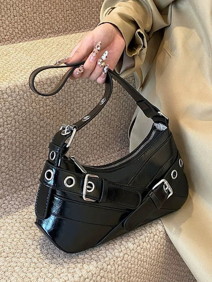 Y2K Gothic Style Metal Decor Shoulder Or Handbag For Women